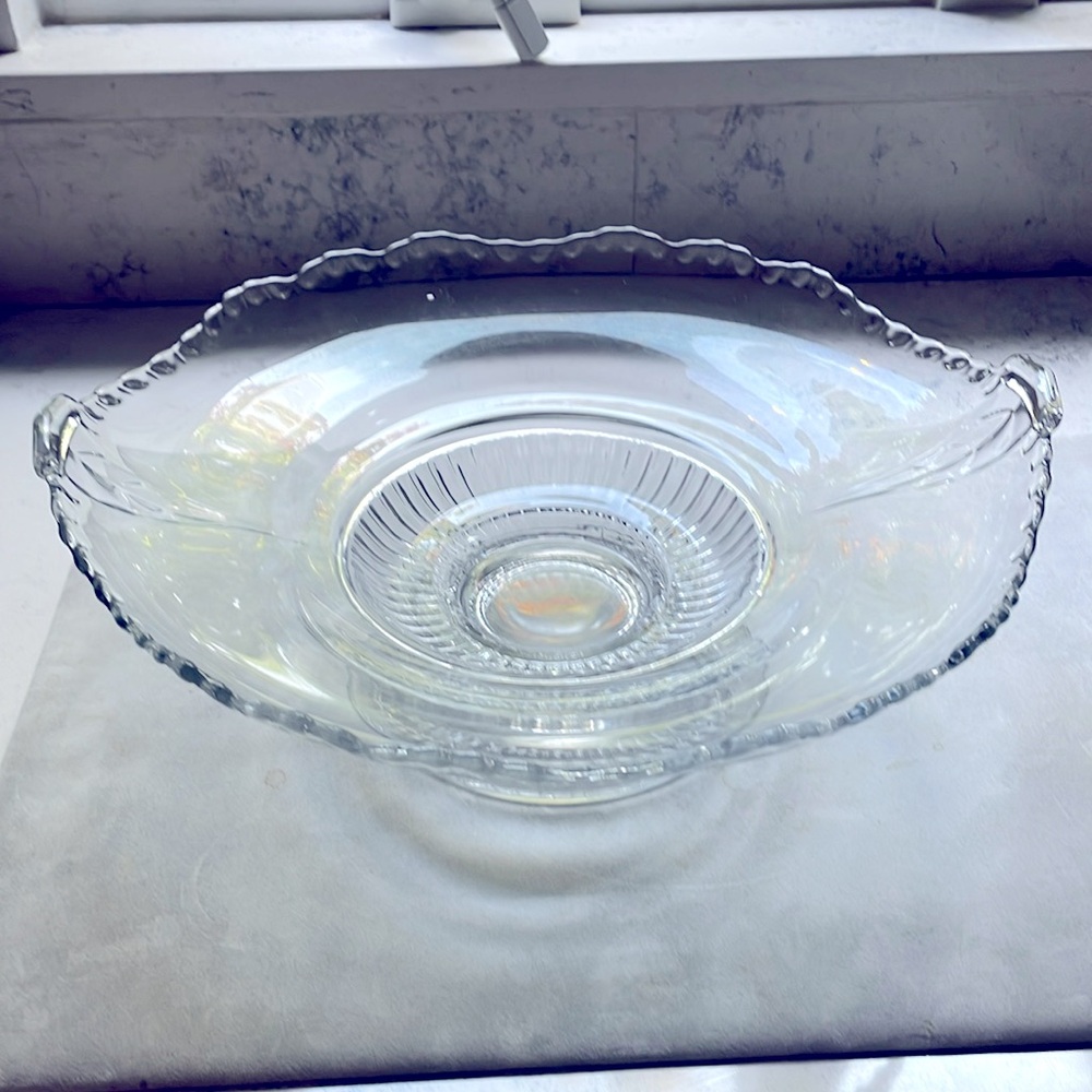 Vintage Cambridge Gadroon Footed Handled Pedestal Large 12.75” Console Bowl EUC